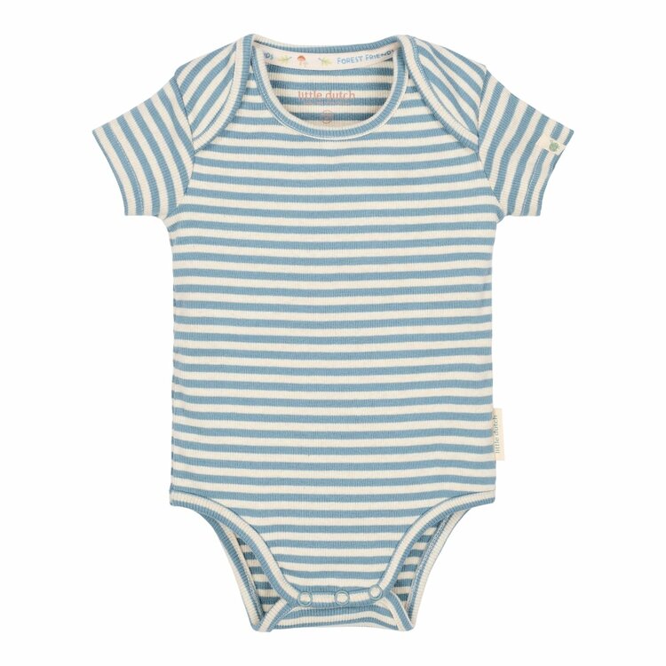 Little Dutch Romper korte mouw blauw Stone Blue stripe