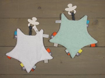 Label speendoekje Ster Mint-Wit