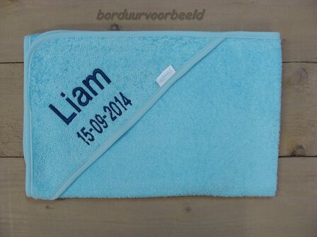 Badcape Licht blauw met Naam