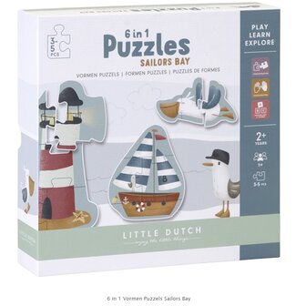 Little Dutch 6 in 1 Vormen Puzzels Sailors Bay