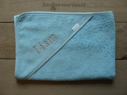 Badcape Licht blauw met Naam