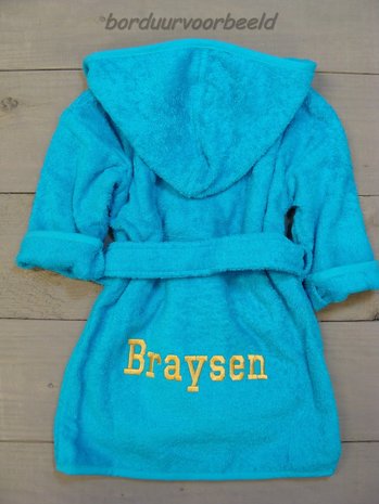 Badjas met Naam turquoise