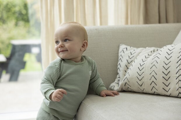 Feetje Pyjama wafel Groen melange