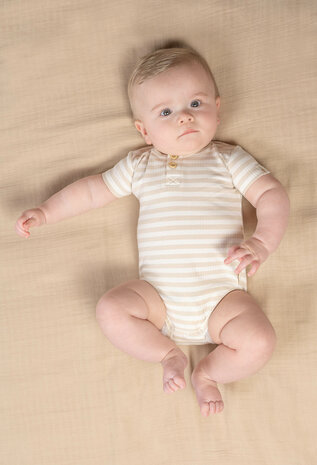 Little Dutch Romper korte mouw Stripe Sand-White