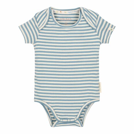 Little Dutch Romper korte mouw blauw Stone Blue stripe