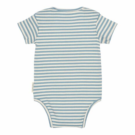 Little Dutch Romper korte mouw blauw Stone Blue stripe