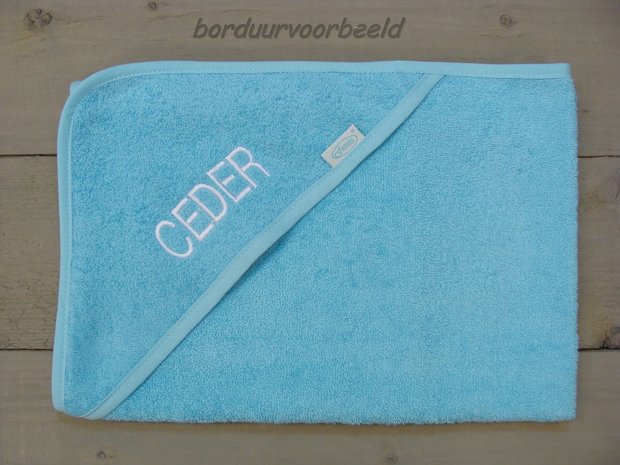 Badcape Licht blauw met Naam